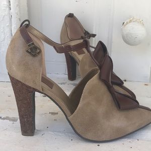 Joyfolie Woman’s High Heel Bow Suede Leather Shoes